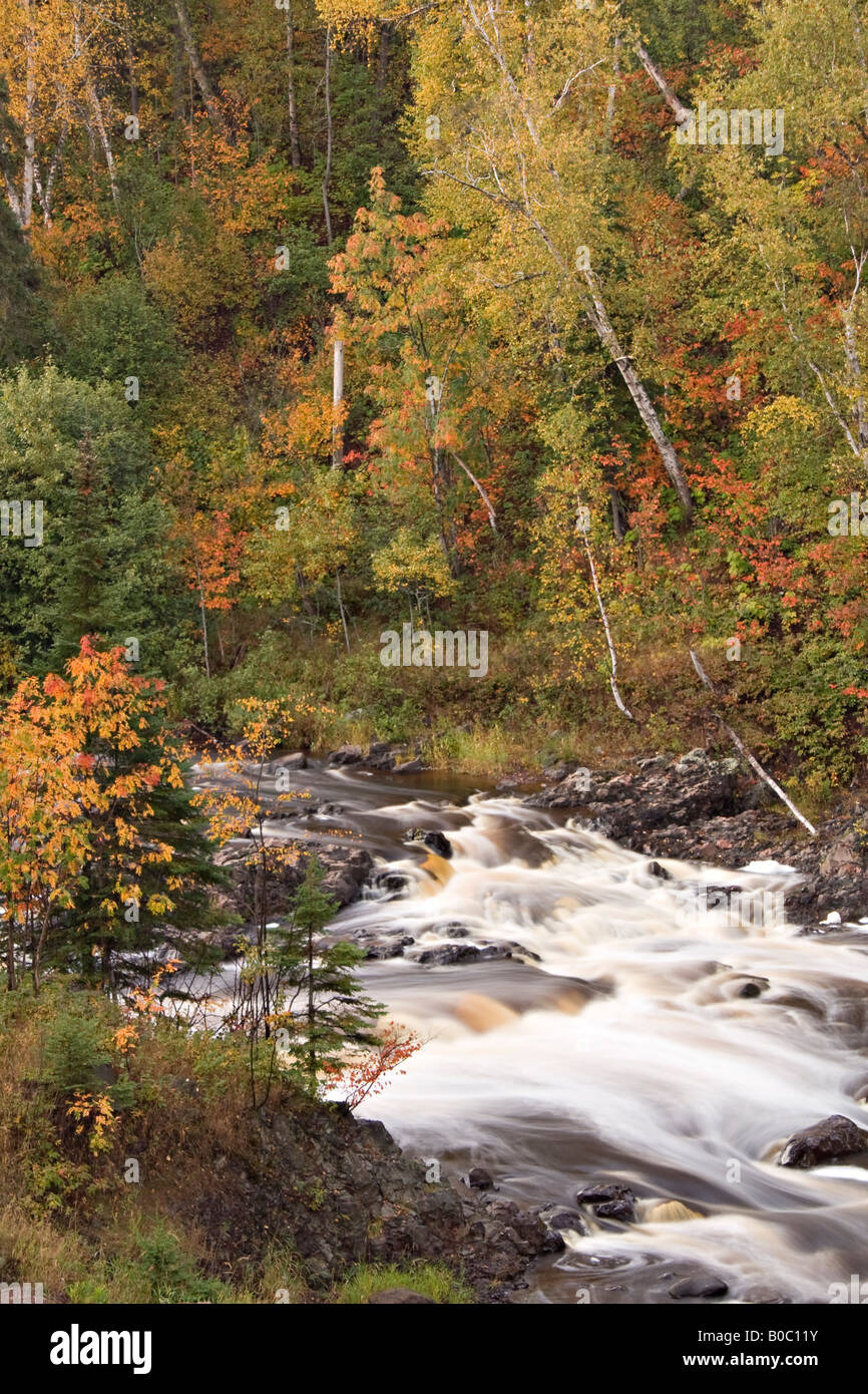 The Baptism River at Tettegouche State Park on Minnesota North Shore Stock Photo