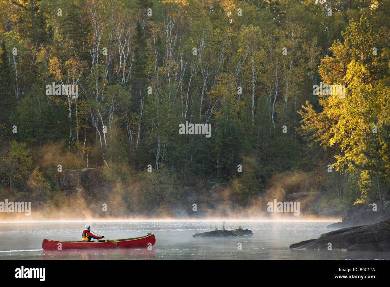 Canoeing at the Boundary Waters Canoe Area Wilderness in Northern Minnesota Stock Photo