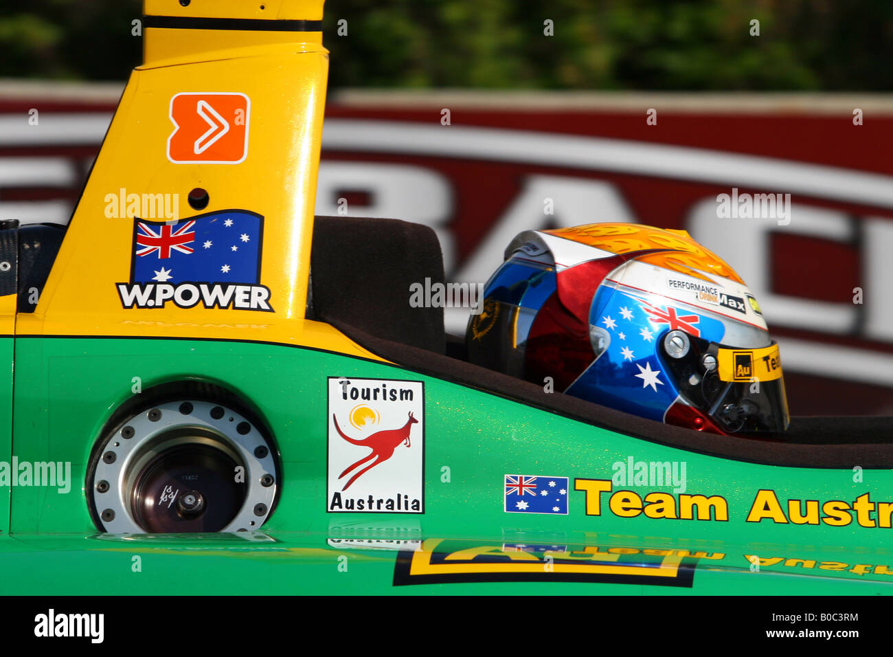 Race car driver and pit crew at the Toronto Grand Prix, Molson Indy in