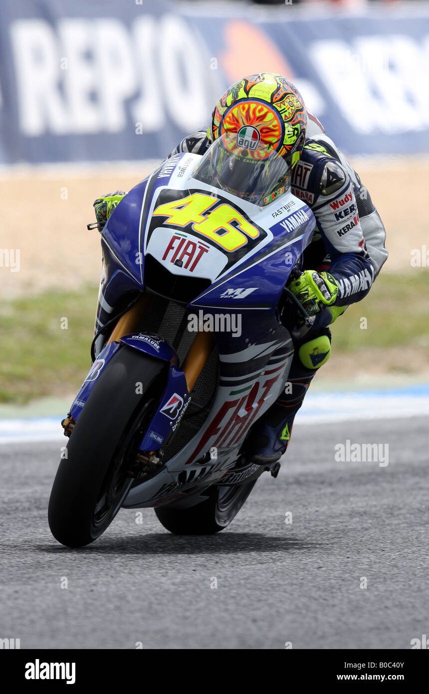 valentino rossi at speed on his fiat yamaha m1 motogp motorcycle at estoril  circuit portugal Stock Photo - Alamy