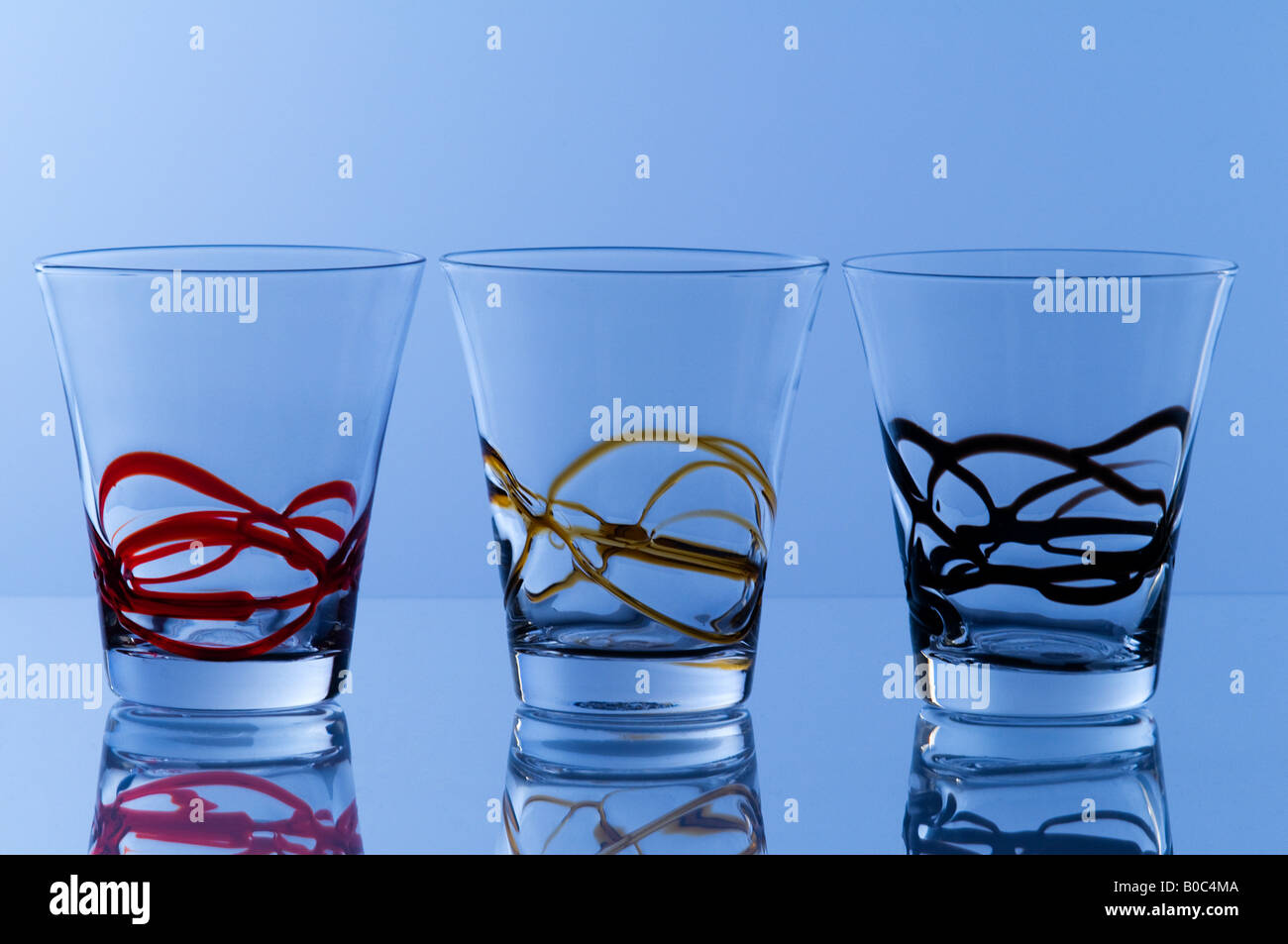 some glasses decorated on a colored surface Stock Photo