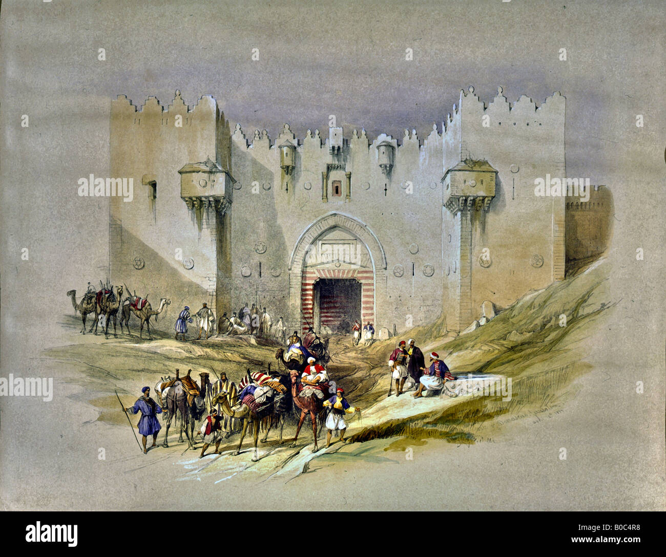 Gate of Damascus Jerusalem by David Roberts Stock Photo