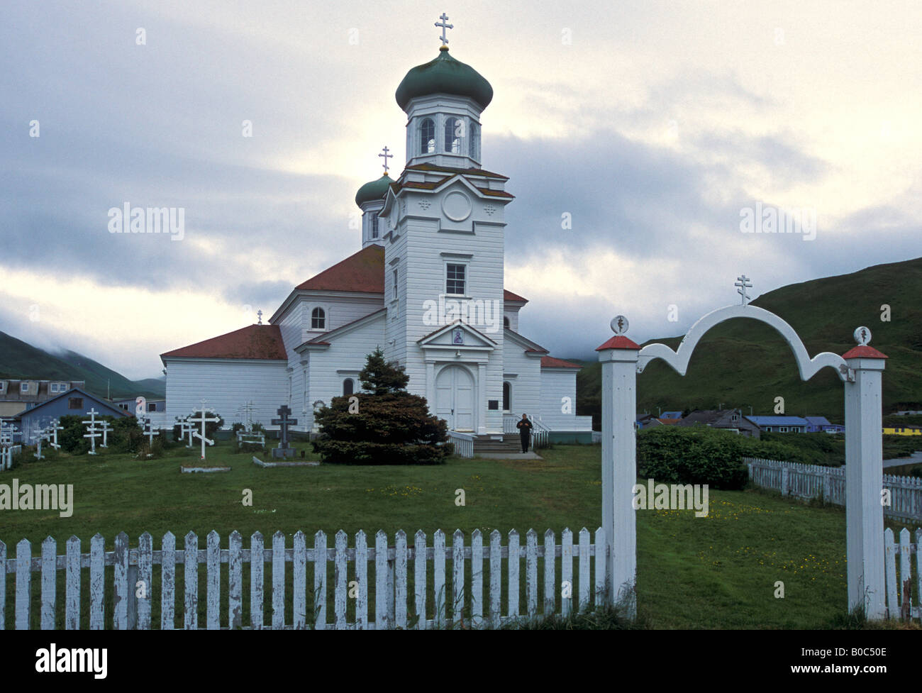 Holy Ascension Russian Orthodox Church, Dutch Harbor, Unalaska,Alaska. Stock Photo