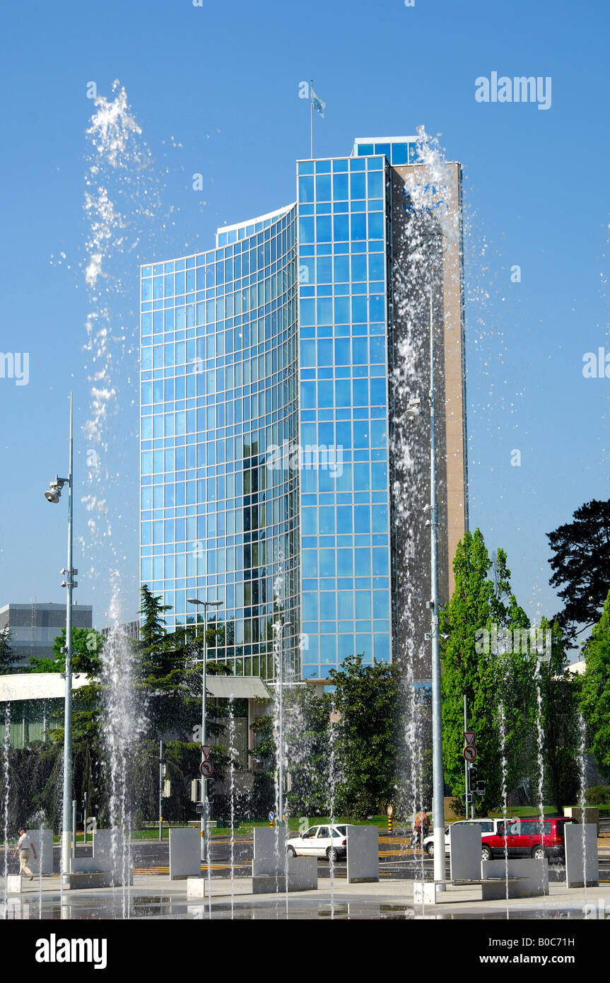 Headquarters of WIPO and UPOV, UN Plaza, Place des Nations, Geneva Switzerland Stock Photo