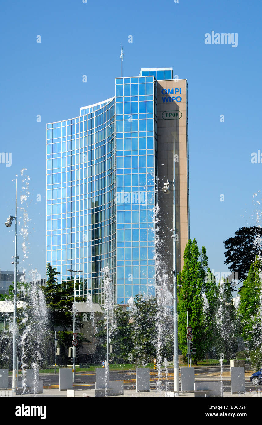 Headquarters of WIPO and UPOV, UN Plaza, Place des Nations, Geneva Switzerland Stock Photo