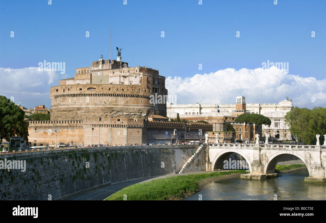 Castle of the angel (castel sant angelo) beside the river tiber in rome Stock Photo