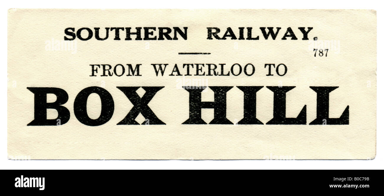Box Hill Surrey Southern Railway Station luggage label undated Stock Photo