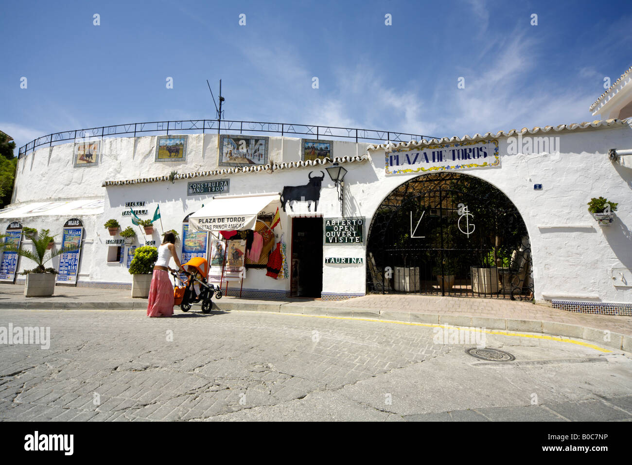 Mijas Pueblo bullring, plaza de toros, Costa del Sol, Andalucia, Spain Stock Photo