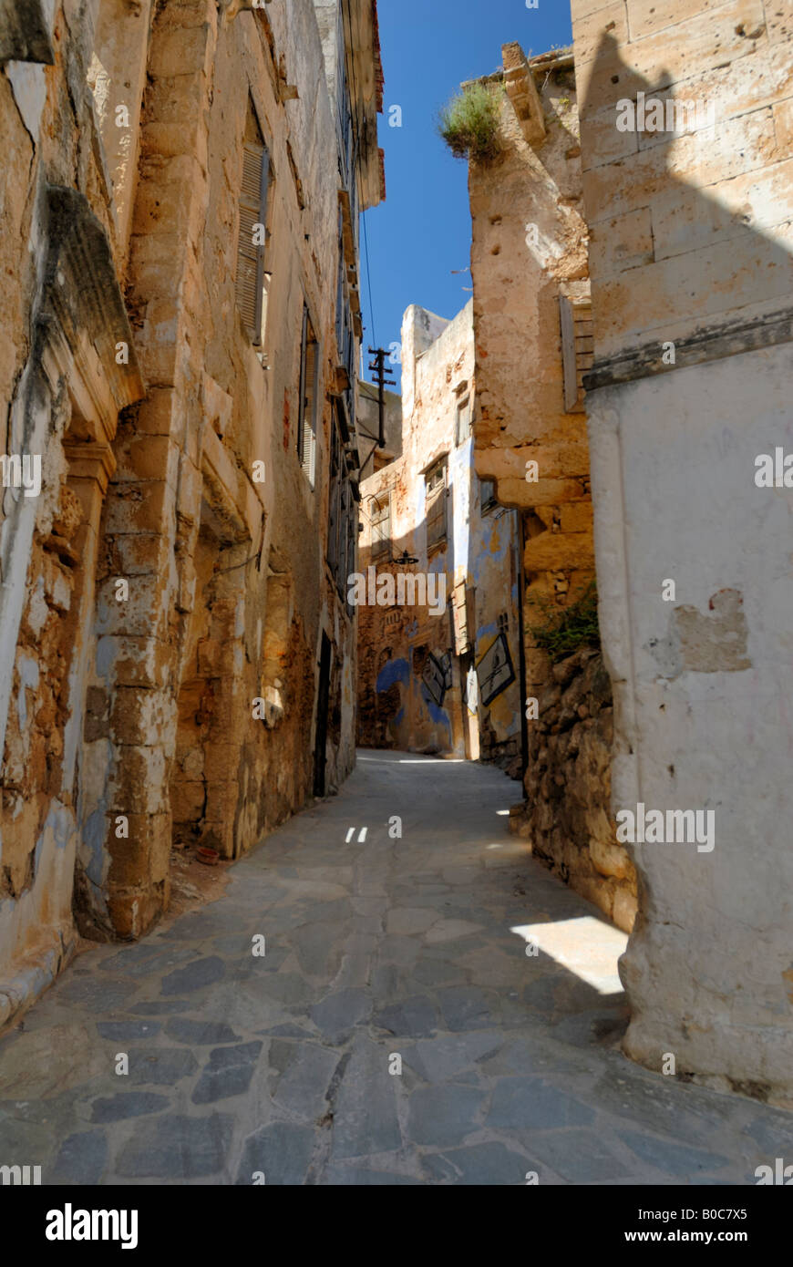 A street view at the old town of Chania, Crete, Greece, Europe. Stock Photo