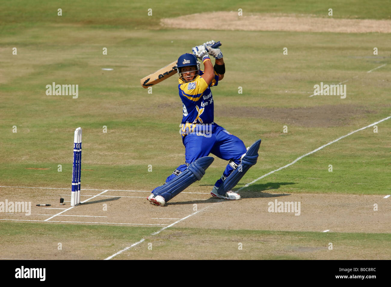 Batsman hitting the ball during a oneday cricket match between the Cape Cobras and Free State