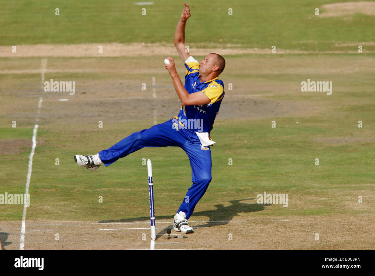Bowler during a one-day cricket match between the Cape Cobras and Free State Eagles, Bloemfontein, South Africa Stock Photo