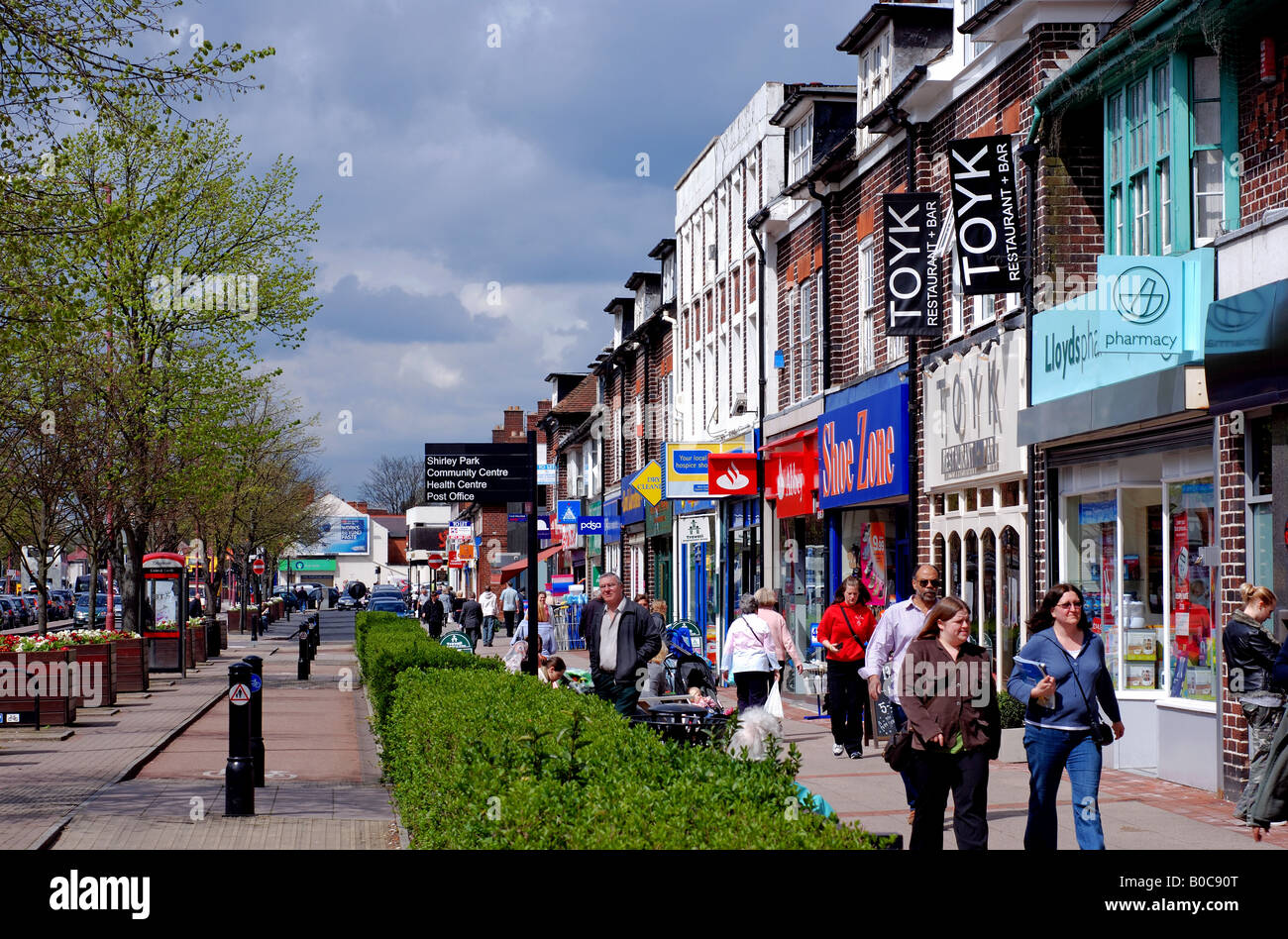 Shops in Stratford Road, Shirley, West Midlands, England, UK Stock