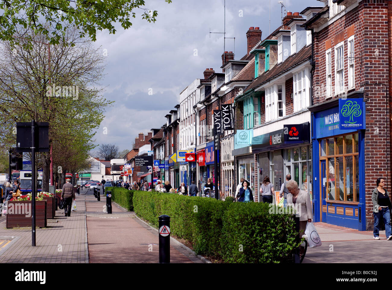 Shops in Stratford Road, Shirley, West Midlands, England, UK Stock Photo