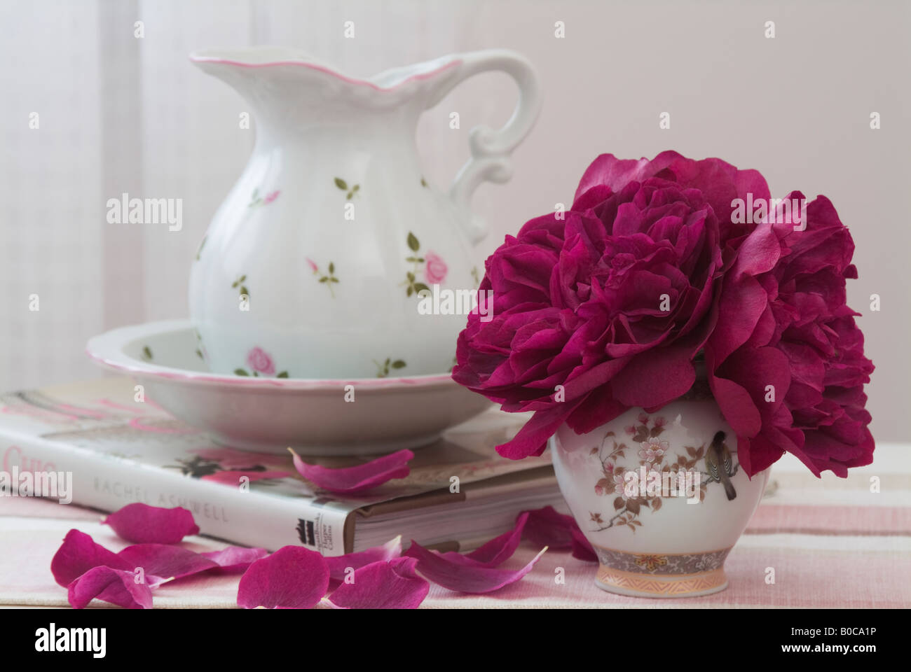 Flower Arrangement with Rose Darcy Bussell Stock Photo