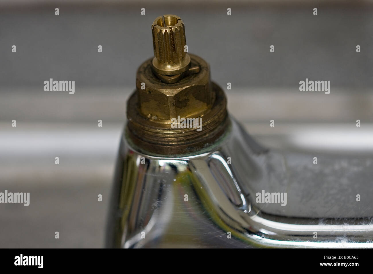Inside hot water mixer tap Stock Photo Alamy