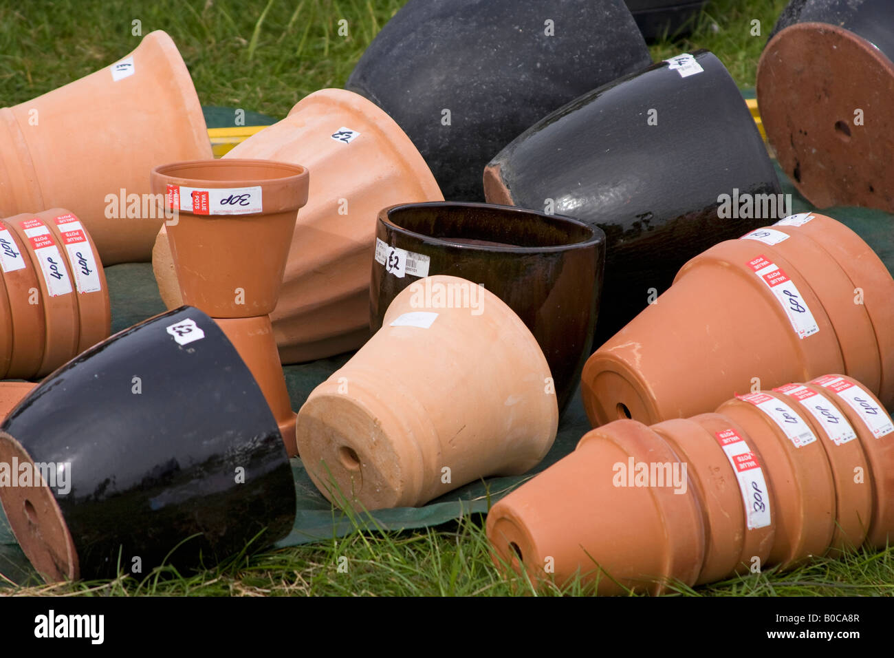 Flowerpots for sale at English market Stock Photo