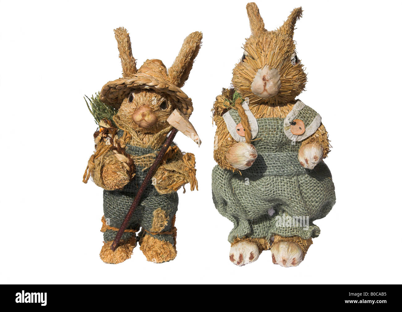 Hand made straw rabbit toys Stock Photo - Alamy