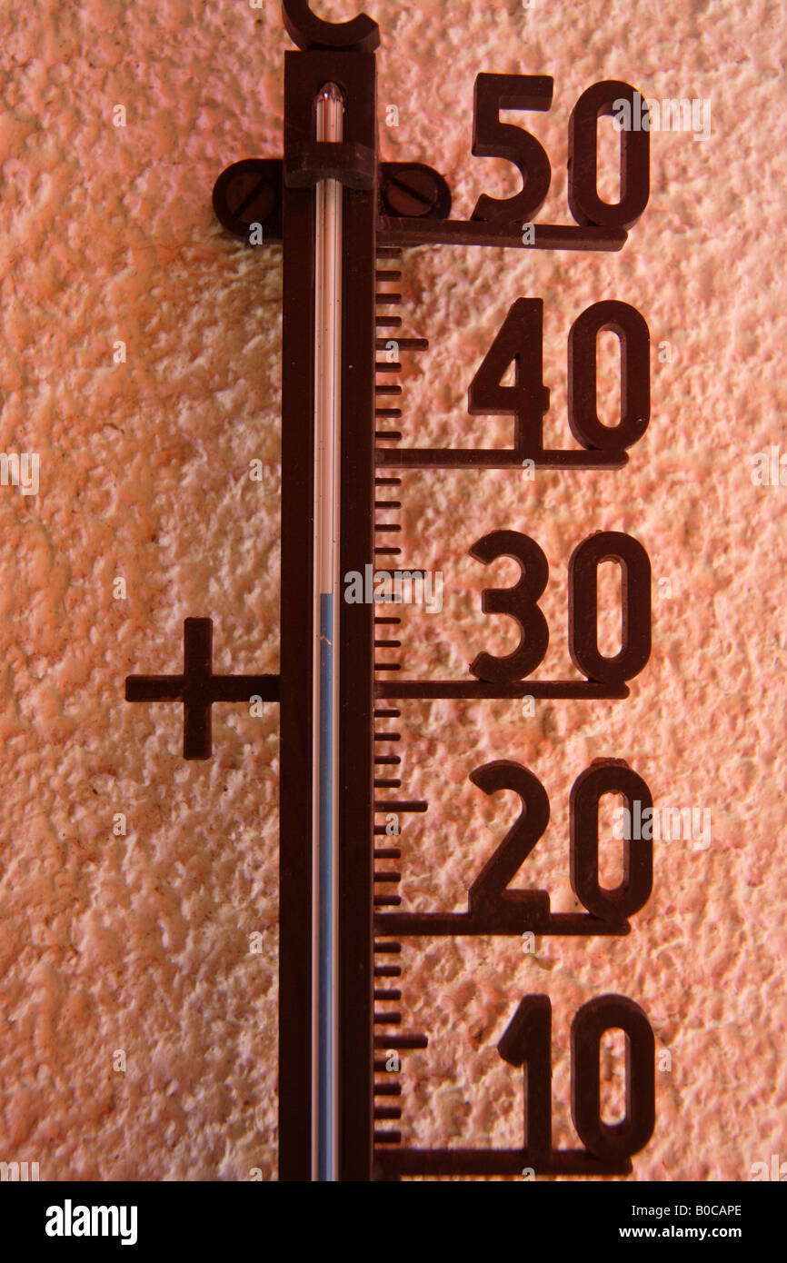 An outdoor thermometer Stock Photo