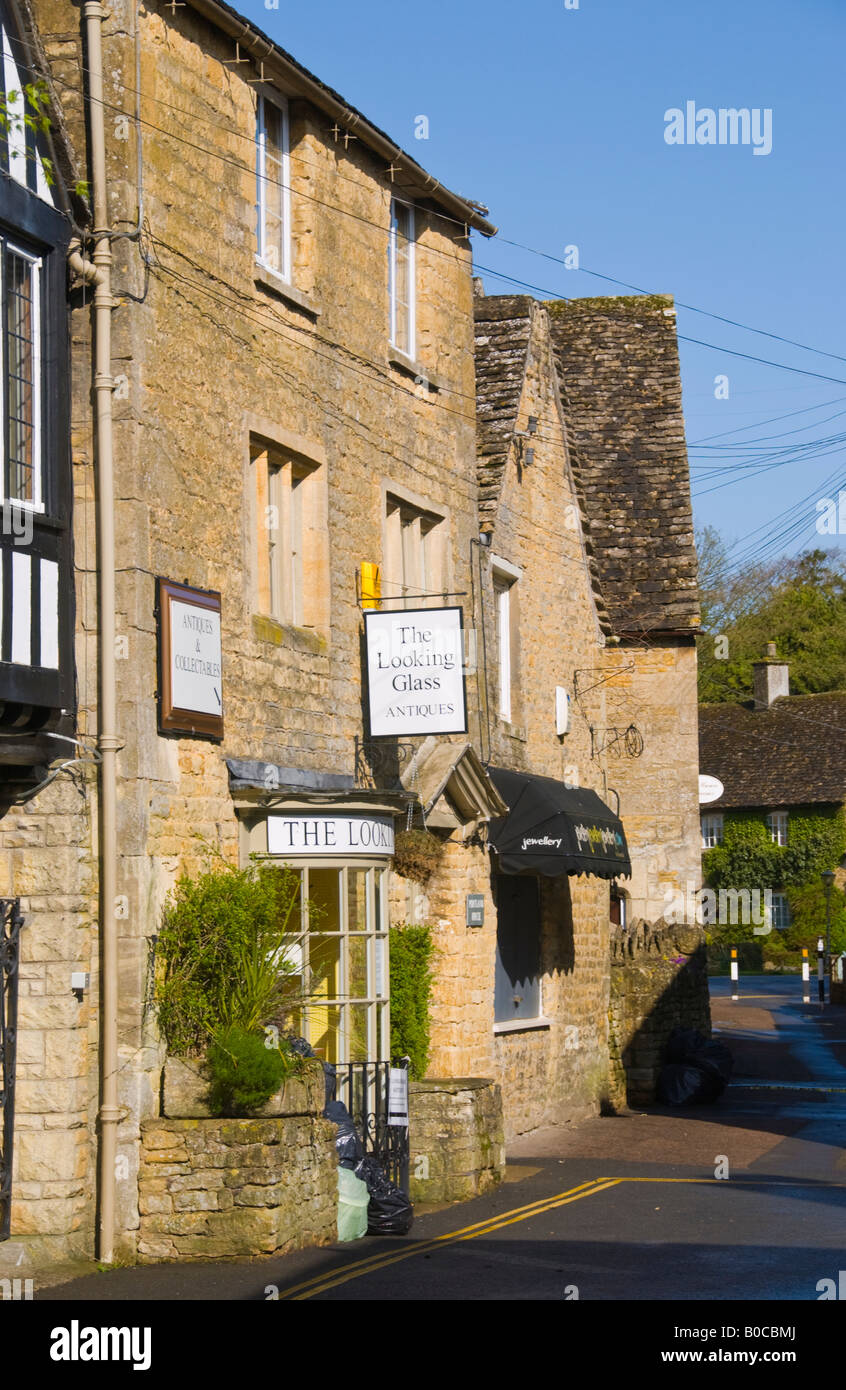 Back street terrace of shops in Bourton on the Water Cotswolds