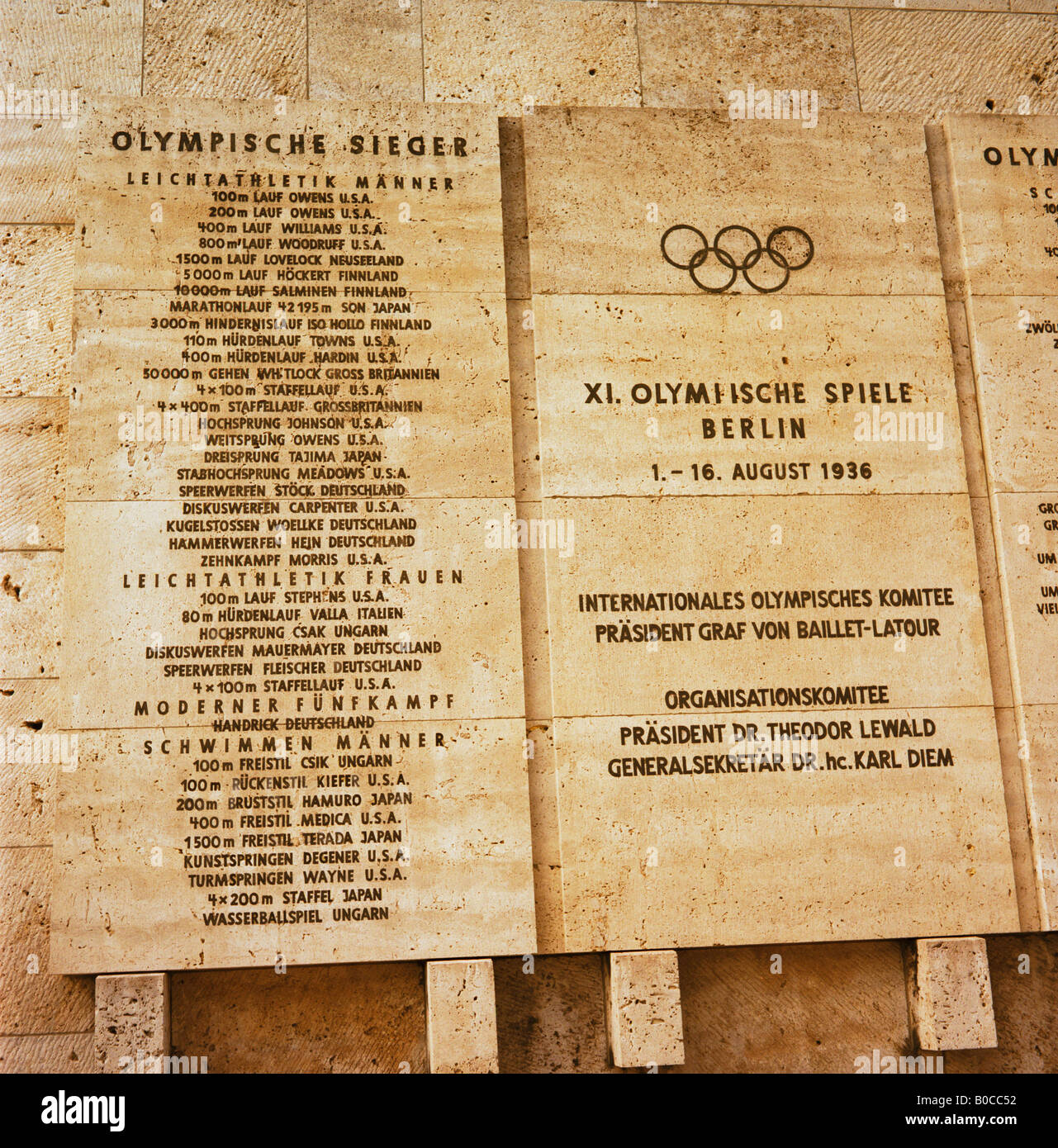 Germany, Berlin, Olympiastadion, stone tablet Stock Photo
