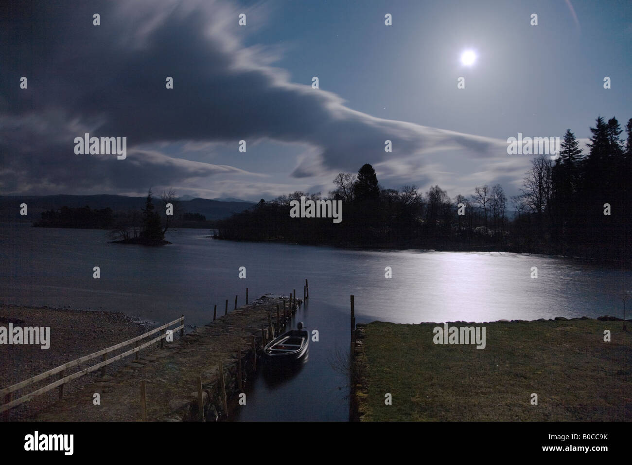 Moonlight on Loch Awe Stock Photo