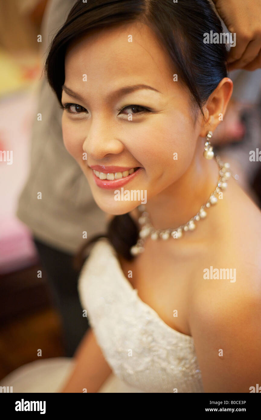 Close up of rear view of a wedding dress Stock Photo Alamy