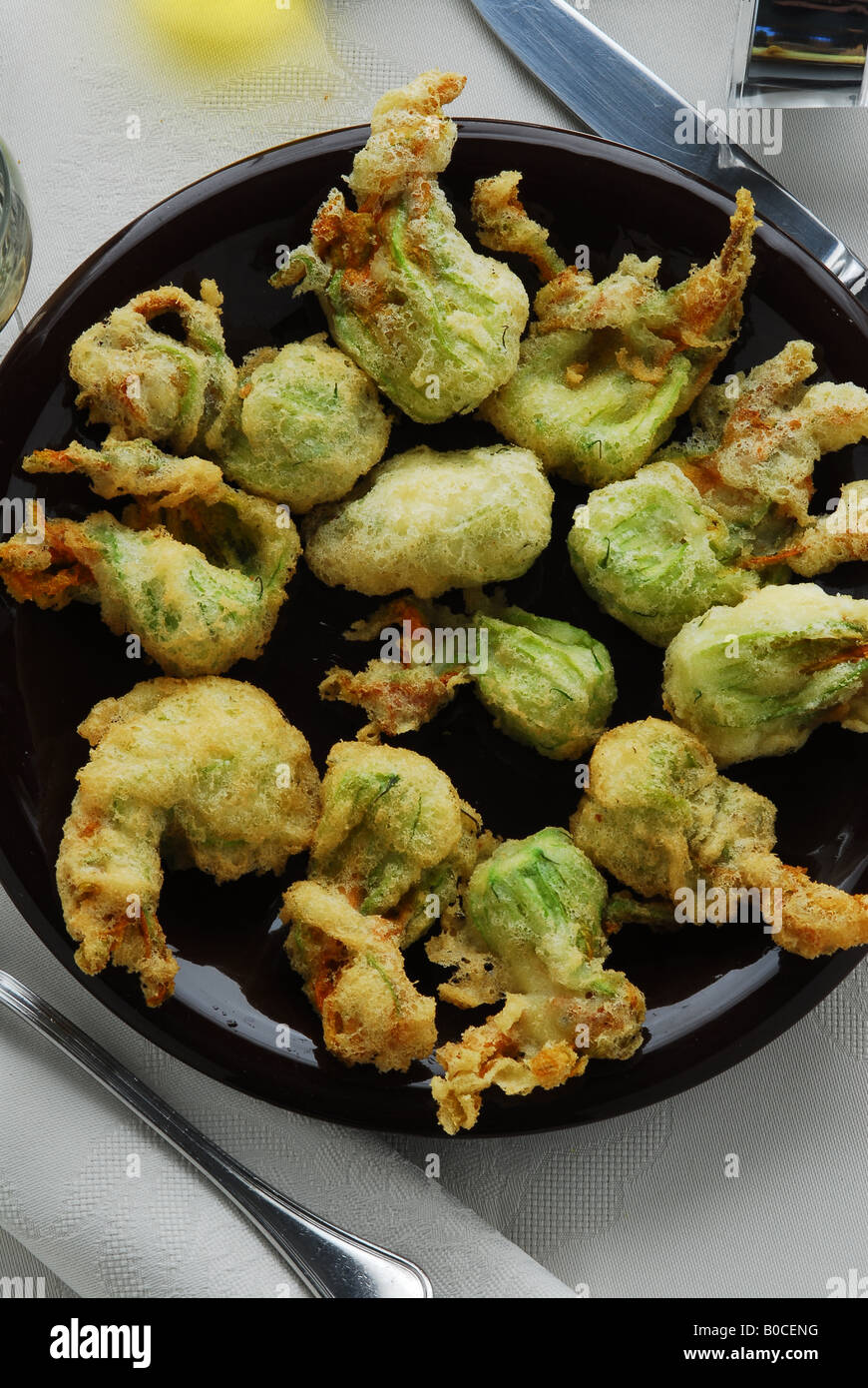 Fried Zucchini flowers Contorni Toscana Italian kitchen Stock Photo Alamy