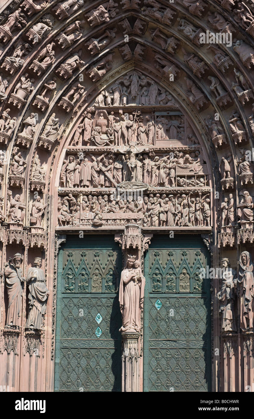Strasbourg, NotreDame gothic cathedral 14th century, main portal and