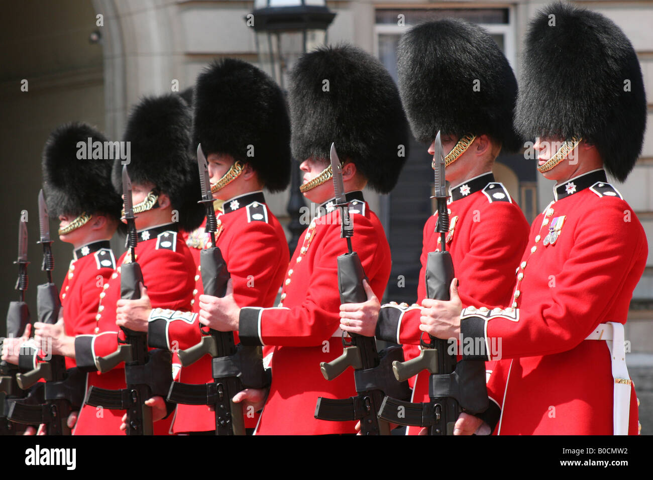 Line of London guards Stock Photo