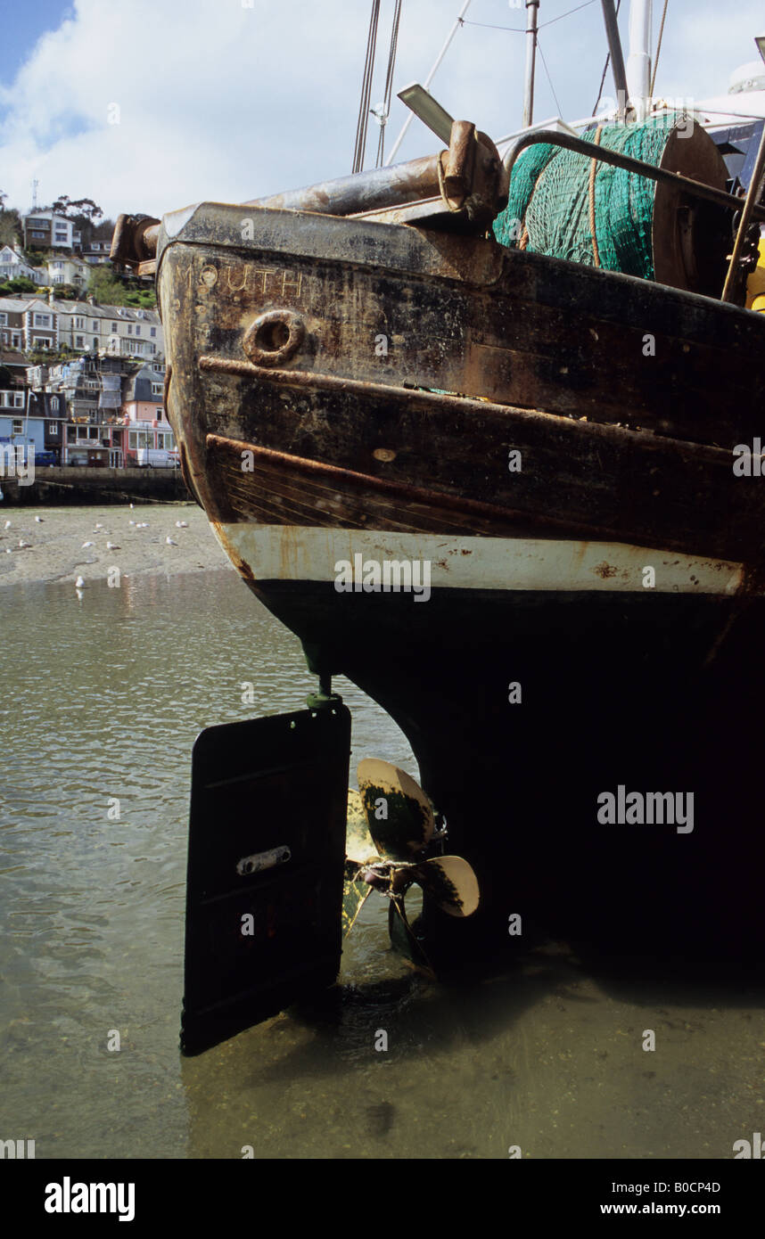Stern Of A Fishing Boat Showing Rudder And Propeller Stock Photo - Alamy