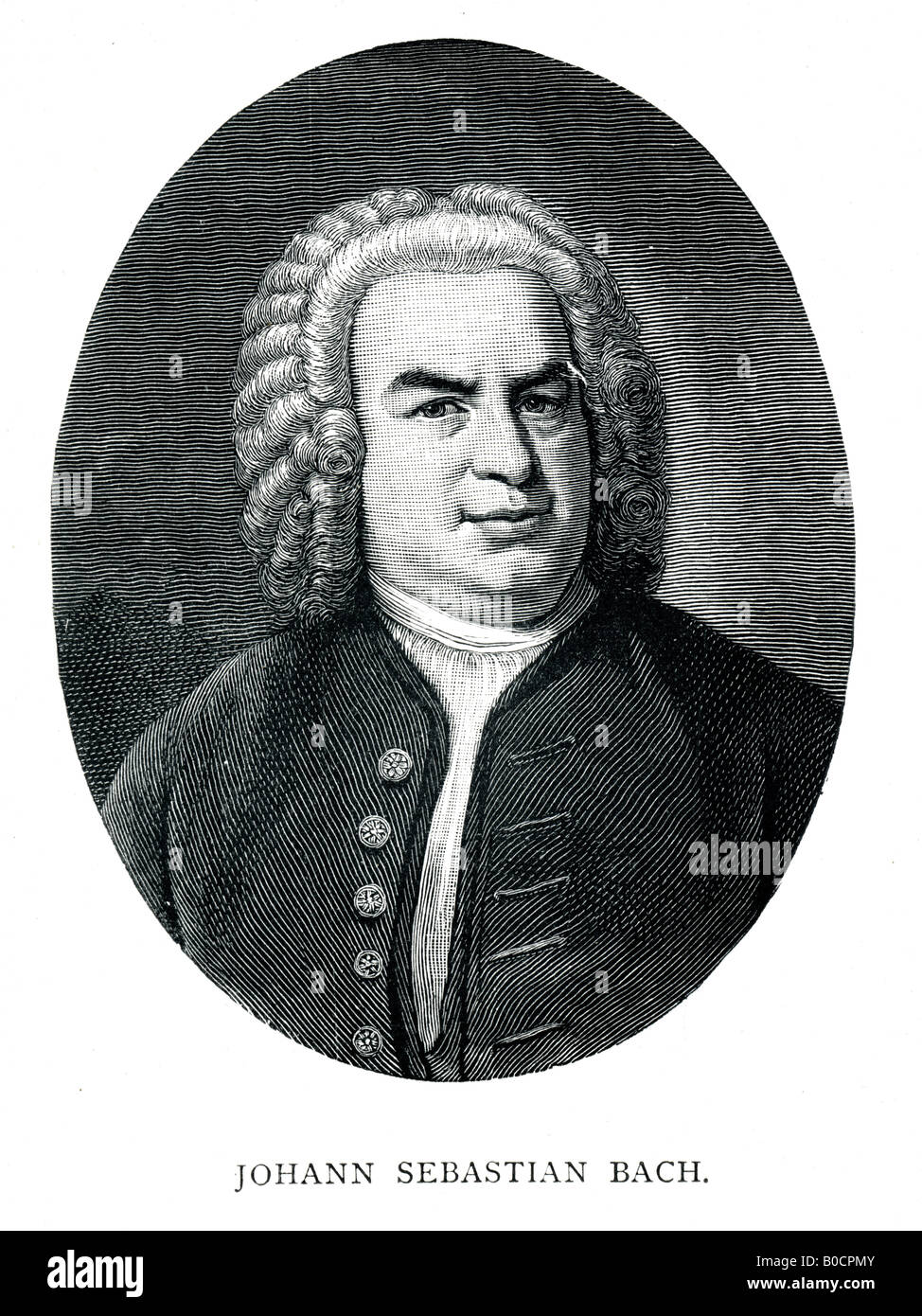 Victorian Steel Engraved  1892 Print of Johann Sebastian Bach Musical Composer FOR EDITORIAL USE ONLY Stock Photo