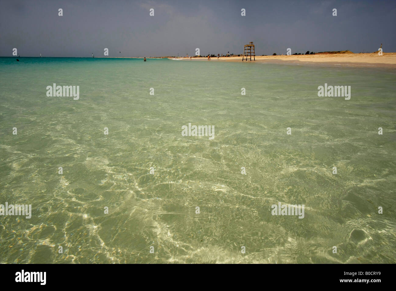 crystal clear water at the beach in Santa Maria Sal island Stock Photo
