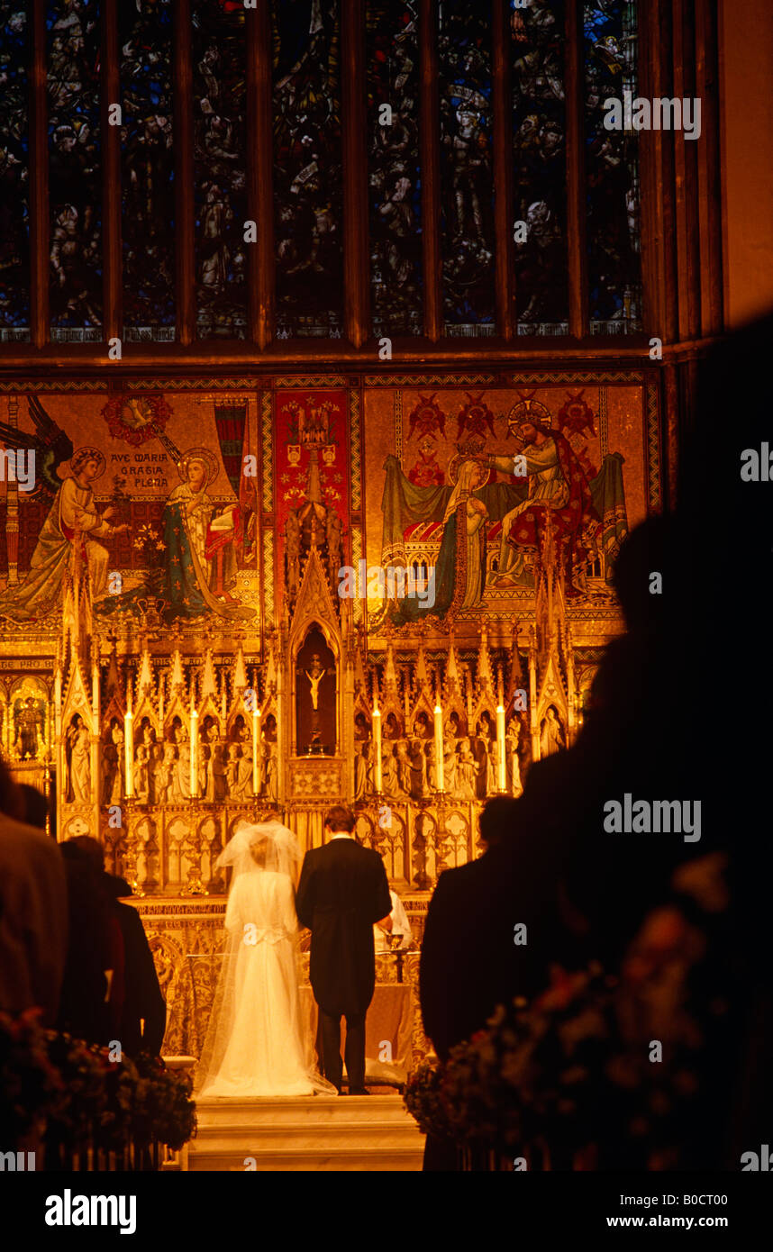 Bride and groom before wedding altar hires stock photography and