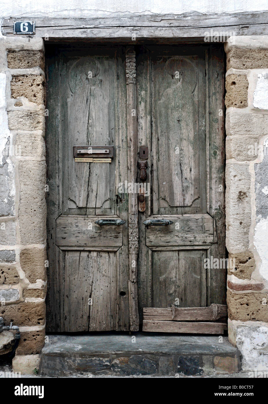 old greek door , rethymno , crete Stock Photo - Alamy