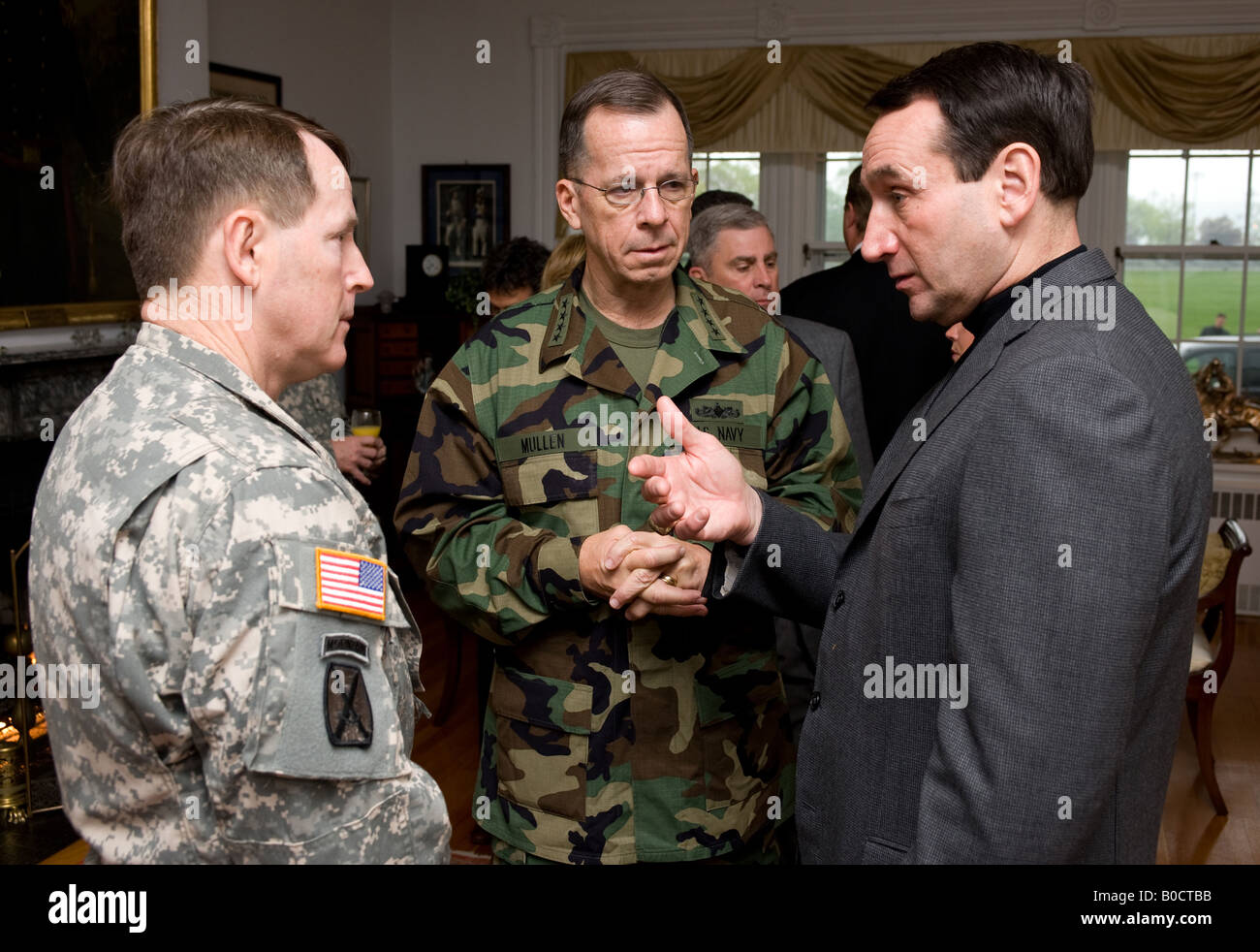 Adm Mike Mullen with Lt Gen Robert Hagenbeck and Duke University Head Basketball coach Mike