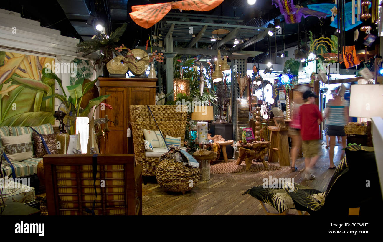 Interior of Fast Buck Freddie's Tropical Department Store on Duval Street in Key West, Florida Stock Photo