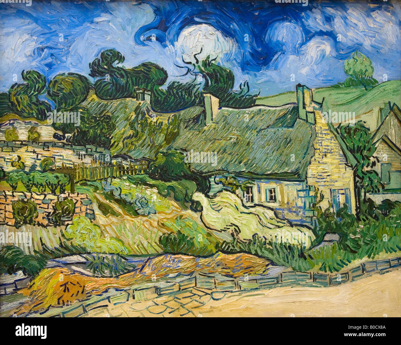 Thatched Cottages at Cordeville, Auvers-sur-Oise, Vincent van Gogh, 1890, Musee D'Orsay Paris France Stock Photo