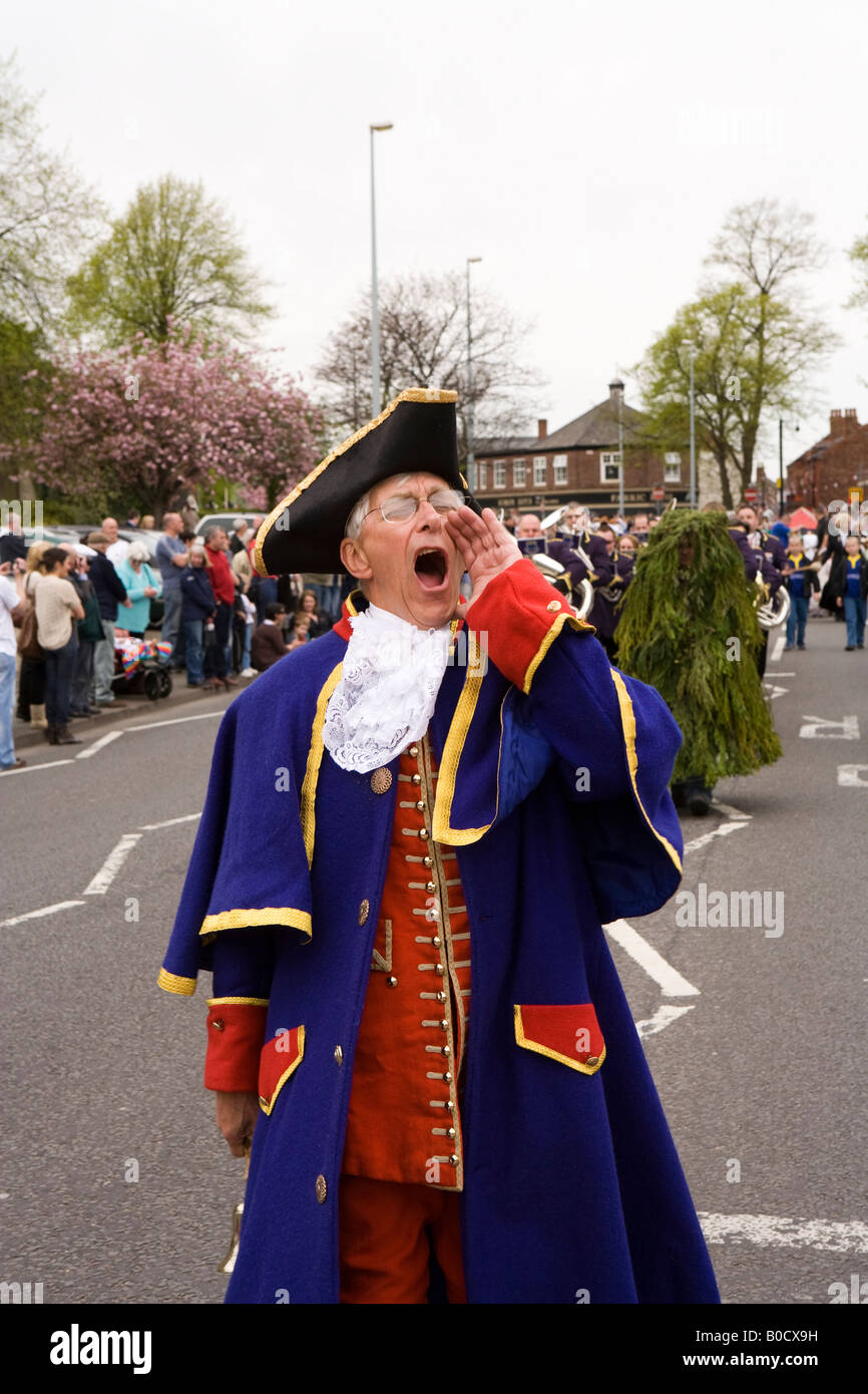 UK Cheshire Knutsford Town Crier Anthony MacDonald Smith leading the Royal May Day Procession Stock Photo
