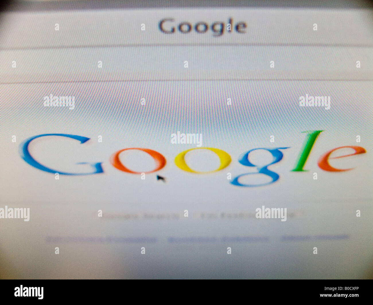 The homepage website and logo of Google Stock Photo