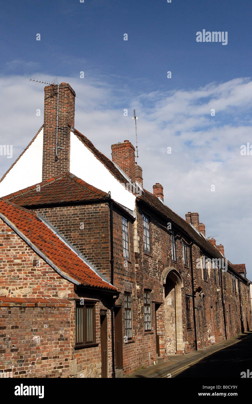 Historic houses in the town of Kings Lynn in Norfolk in England Stock