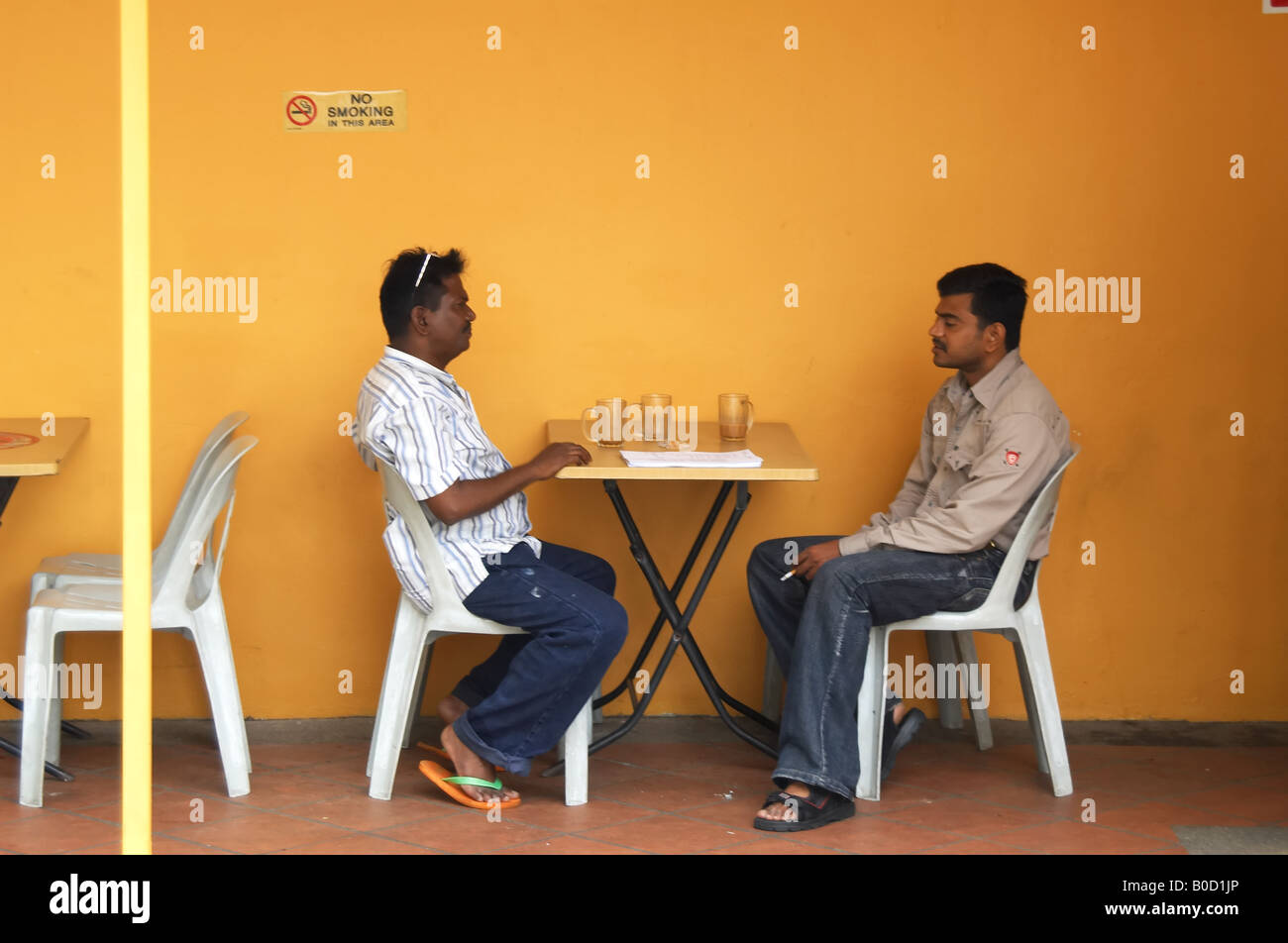 Morning coffee at a kopitiam in Little India district of Singapore Stock Photo