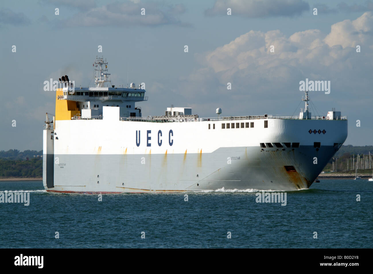 Autostar a RoRo car carrier ship underway on Southampton water England UK Owned by UECC United European Car Carriers Stock Photo