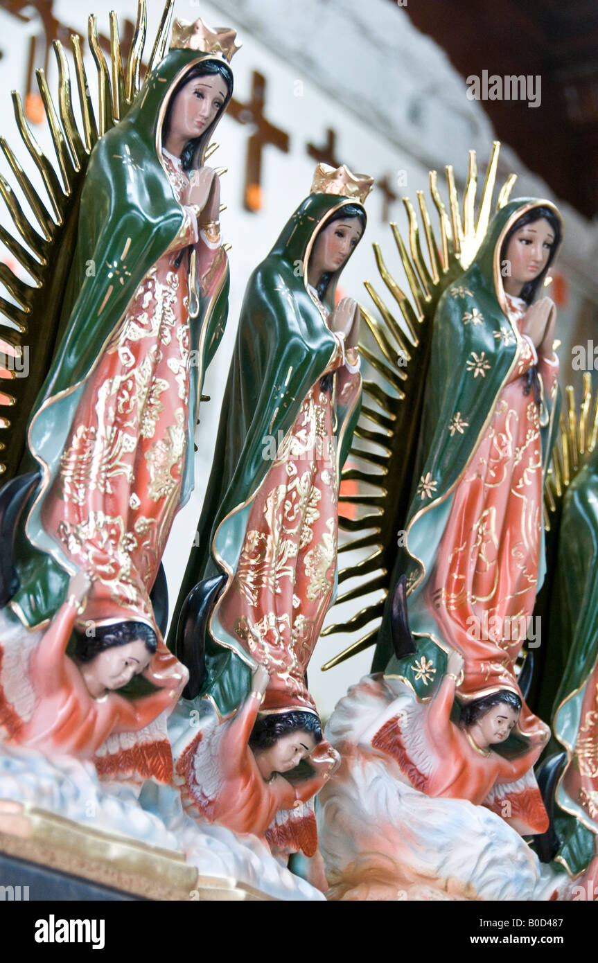 Statues in honour of the revered Virgin of Guadalupe. Seen throughout