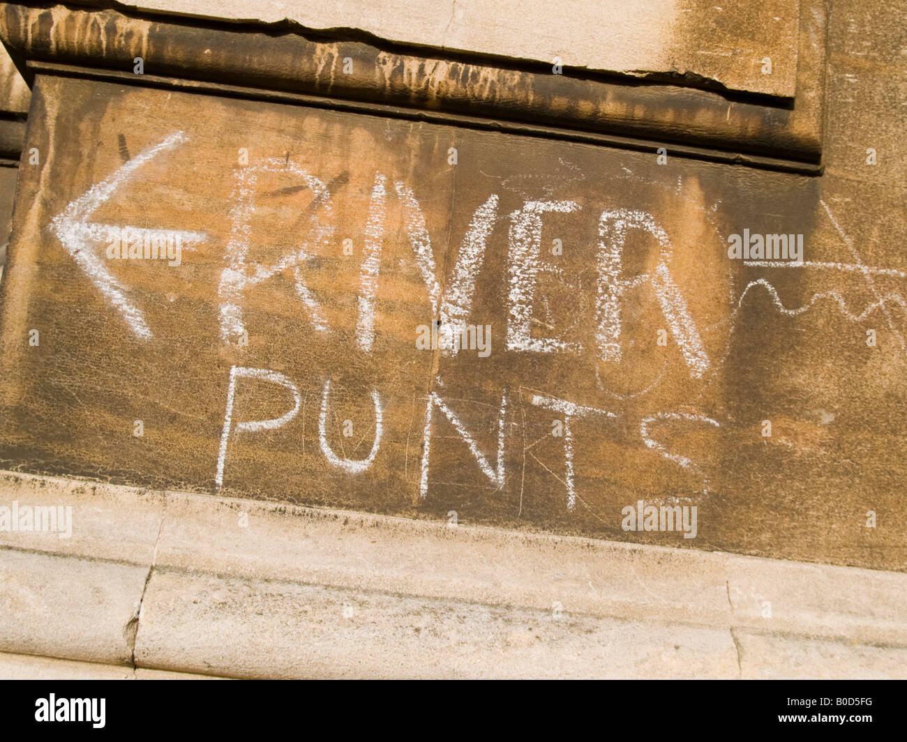 Detail of a sign in Cambridge leading to the Punts on the river Cam Stock Photo