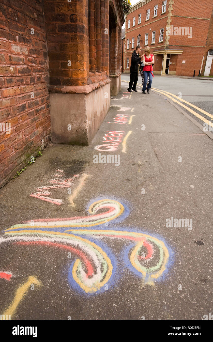 UK Cheshire Knutsford Royal May Day King Street sand message outside