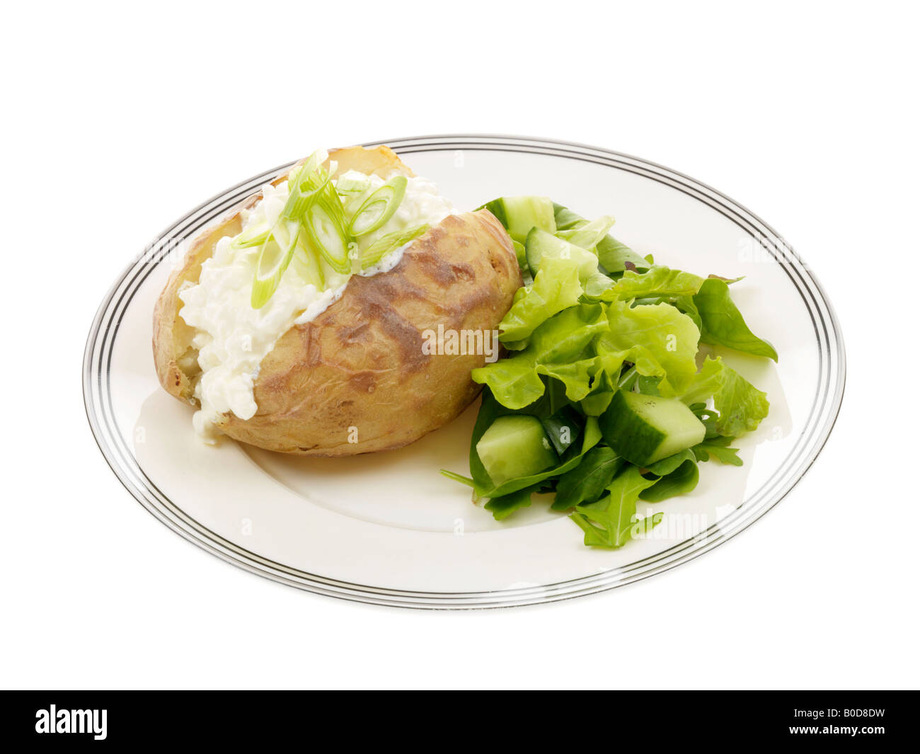 Jacket Potato with Cottage Cheese and Spring Onions Stock Photo Alamy