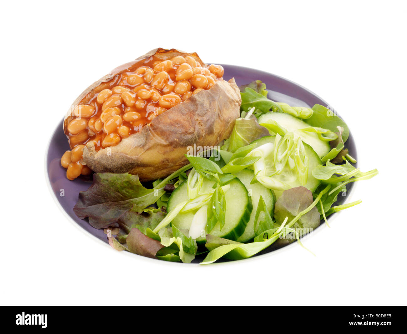Jacket Potato with Baked Beans and Salad Stock Photo Alamy