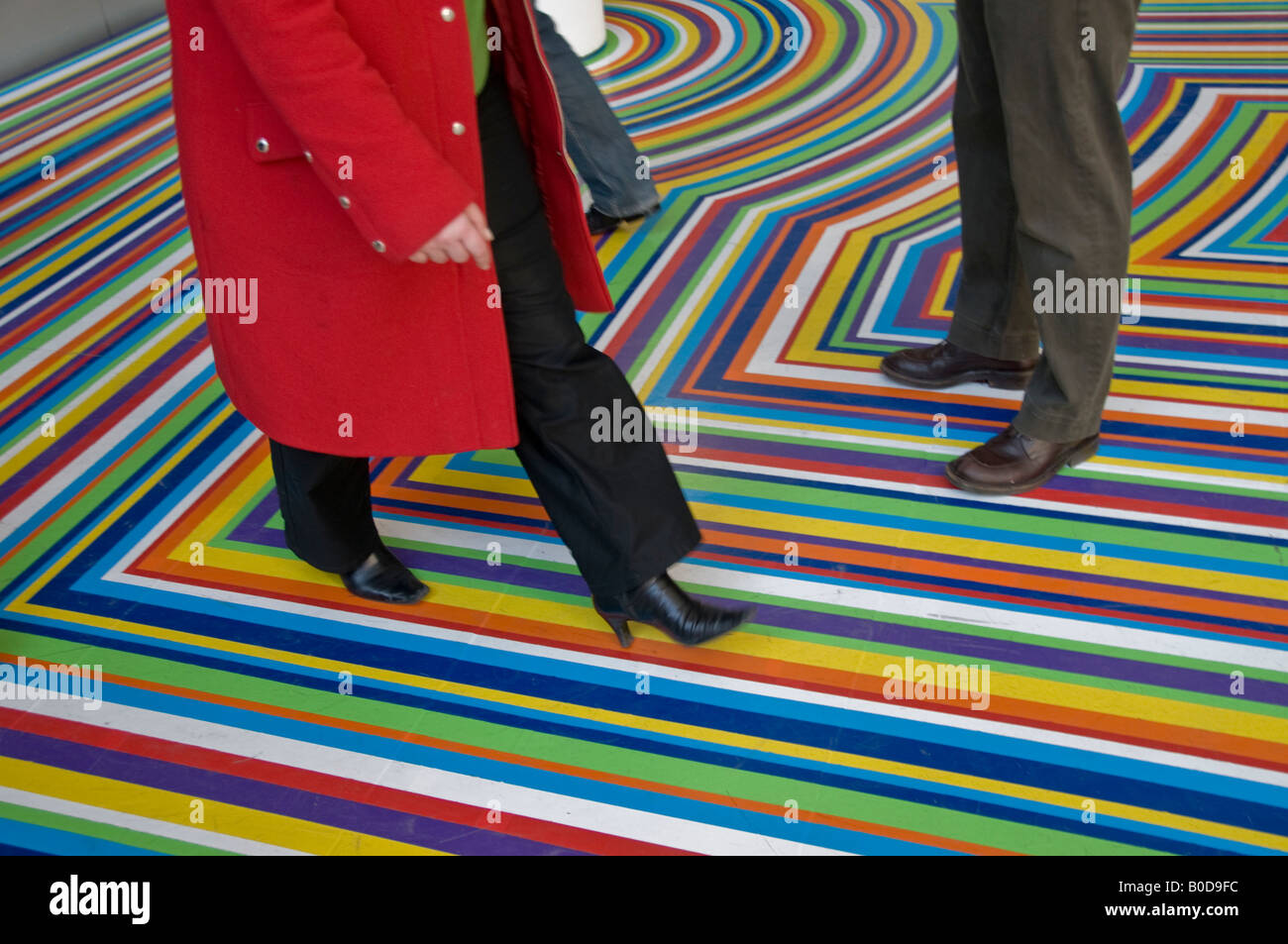 Multi colored stripes on the ground floor at Museum of Modern Art in New York Stock Photo