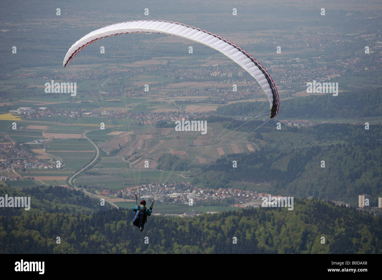 Paraglider at Kandel Mountain Black Forest Germany Stock Photo
