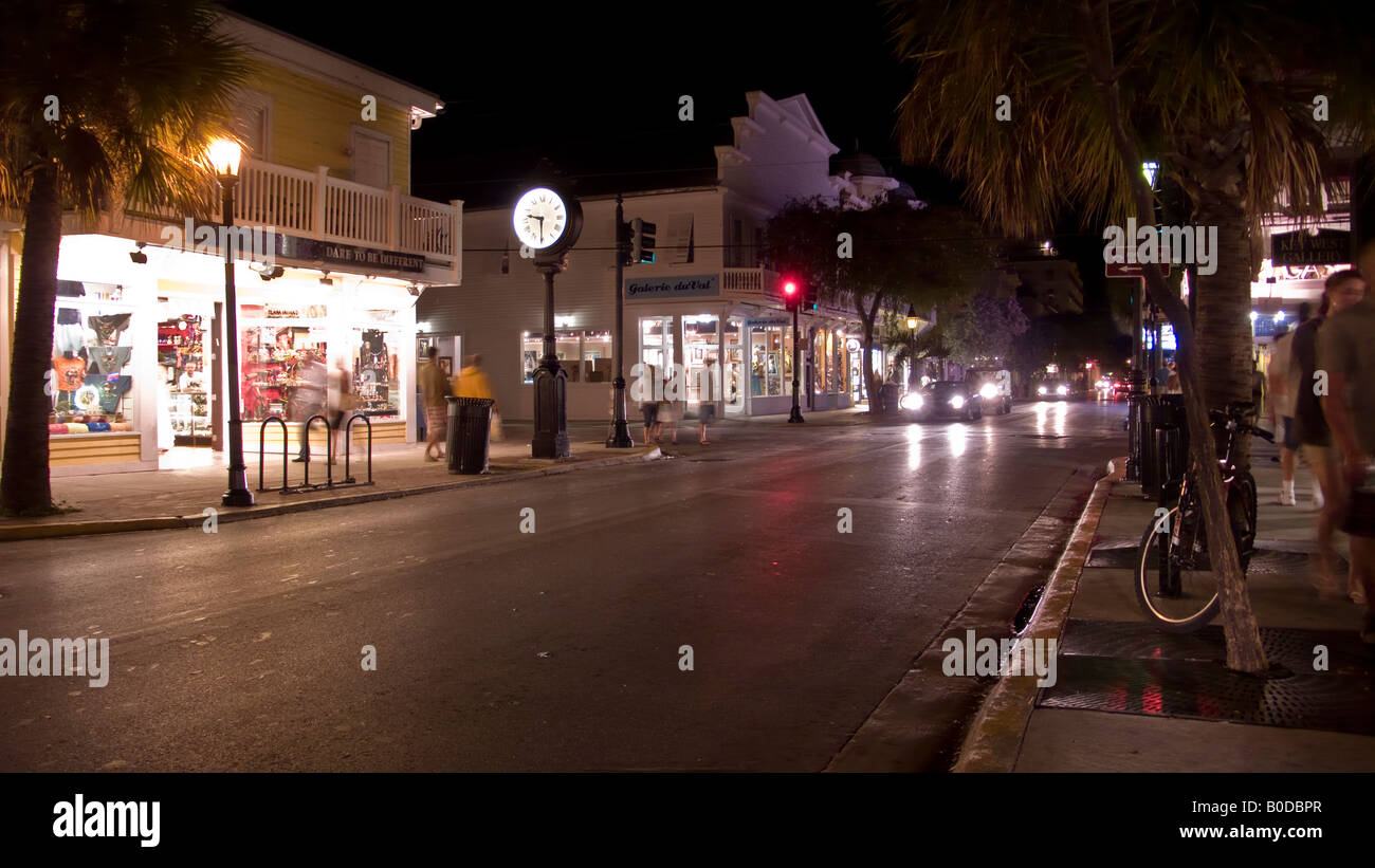 Duval Street in Key West at night Stock Photo